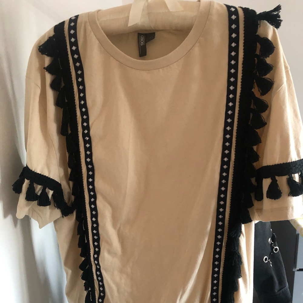 ASOS cream shirt with fringe detail